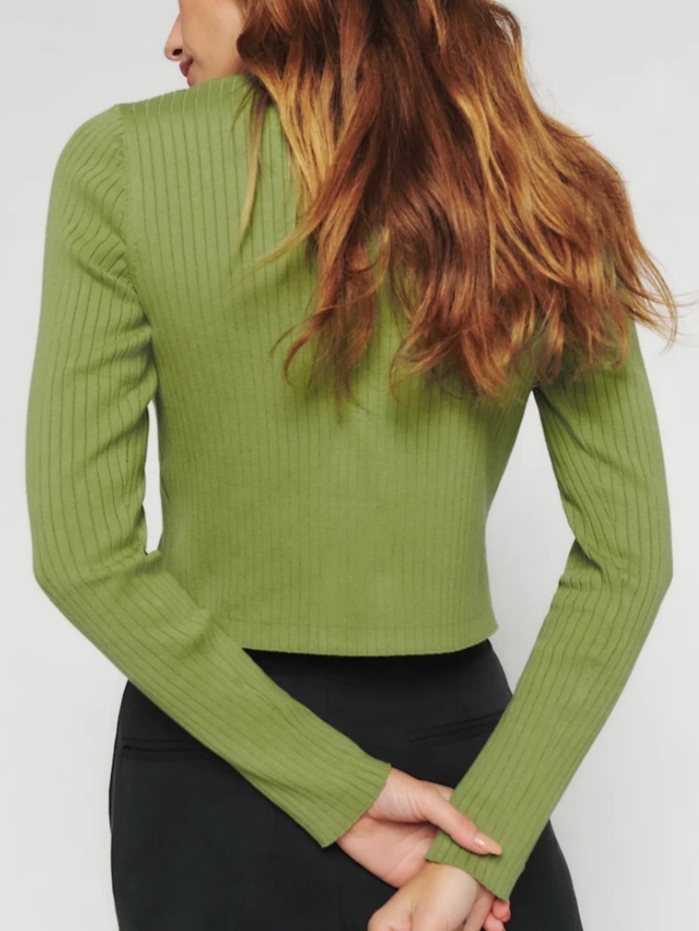 REFORMATION JEANS GREEN RIBBED BUTTON FRONT SHIRT WOMENS SZ XL - Picture 8 of 8